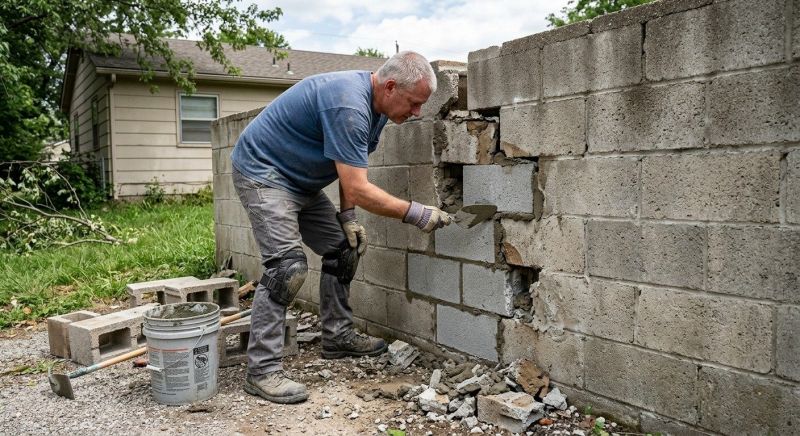 Cinder Block Wall Repair in North Fort Myers, FL
